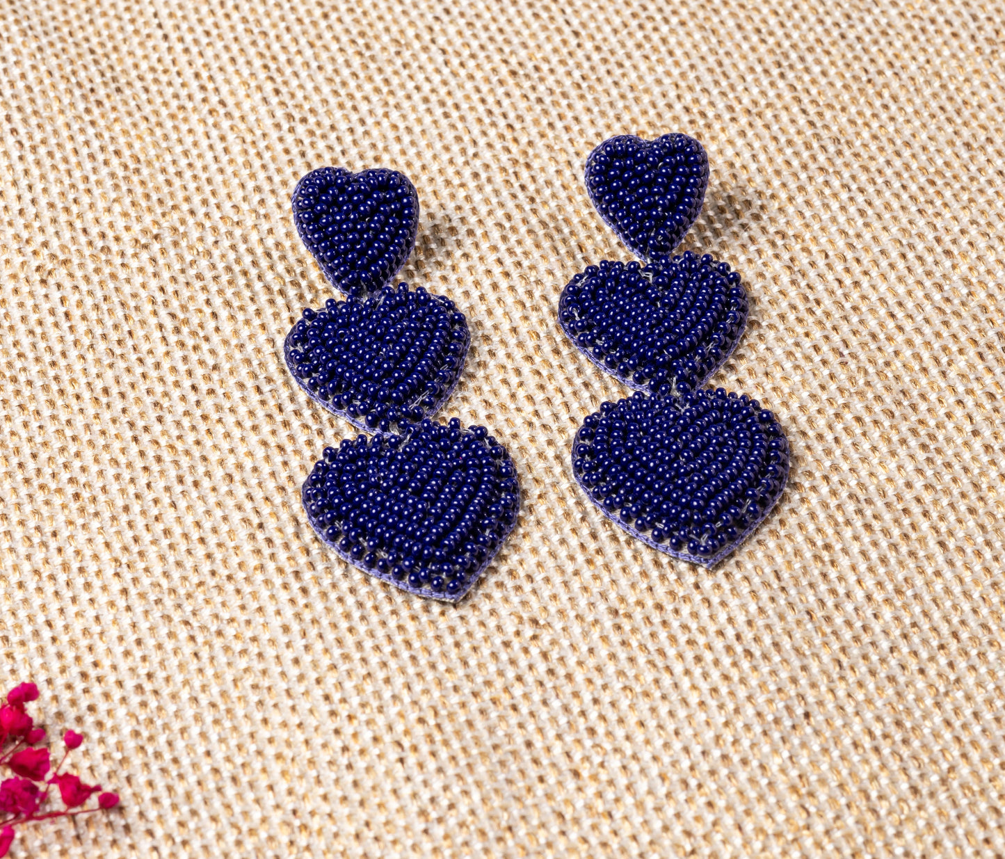 BLUE HEART TRIO EARRING