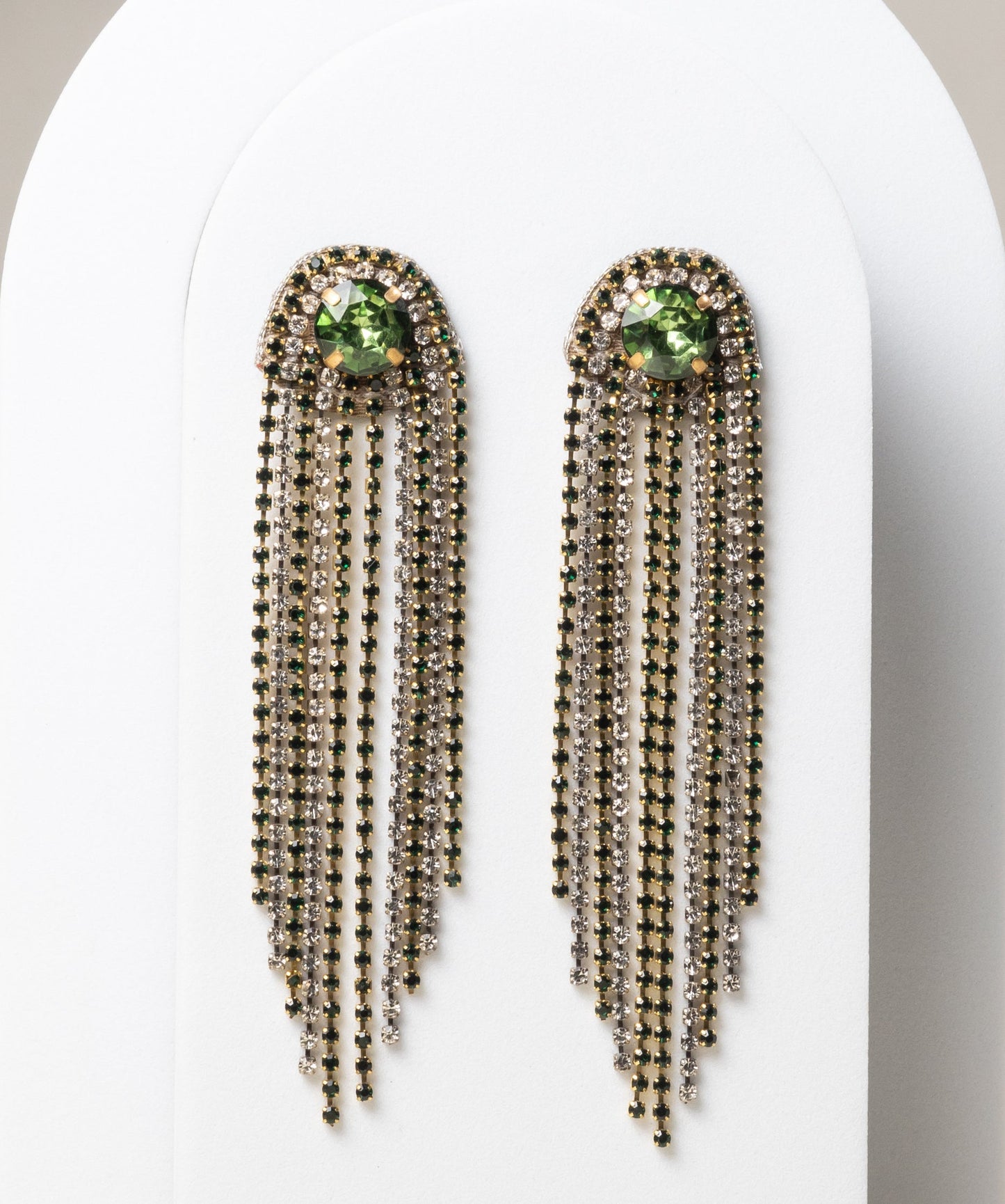 GREEN CHAIN DROP EARRING