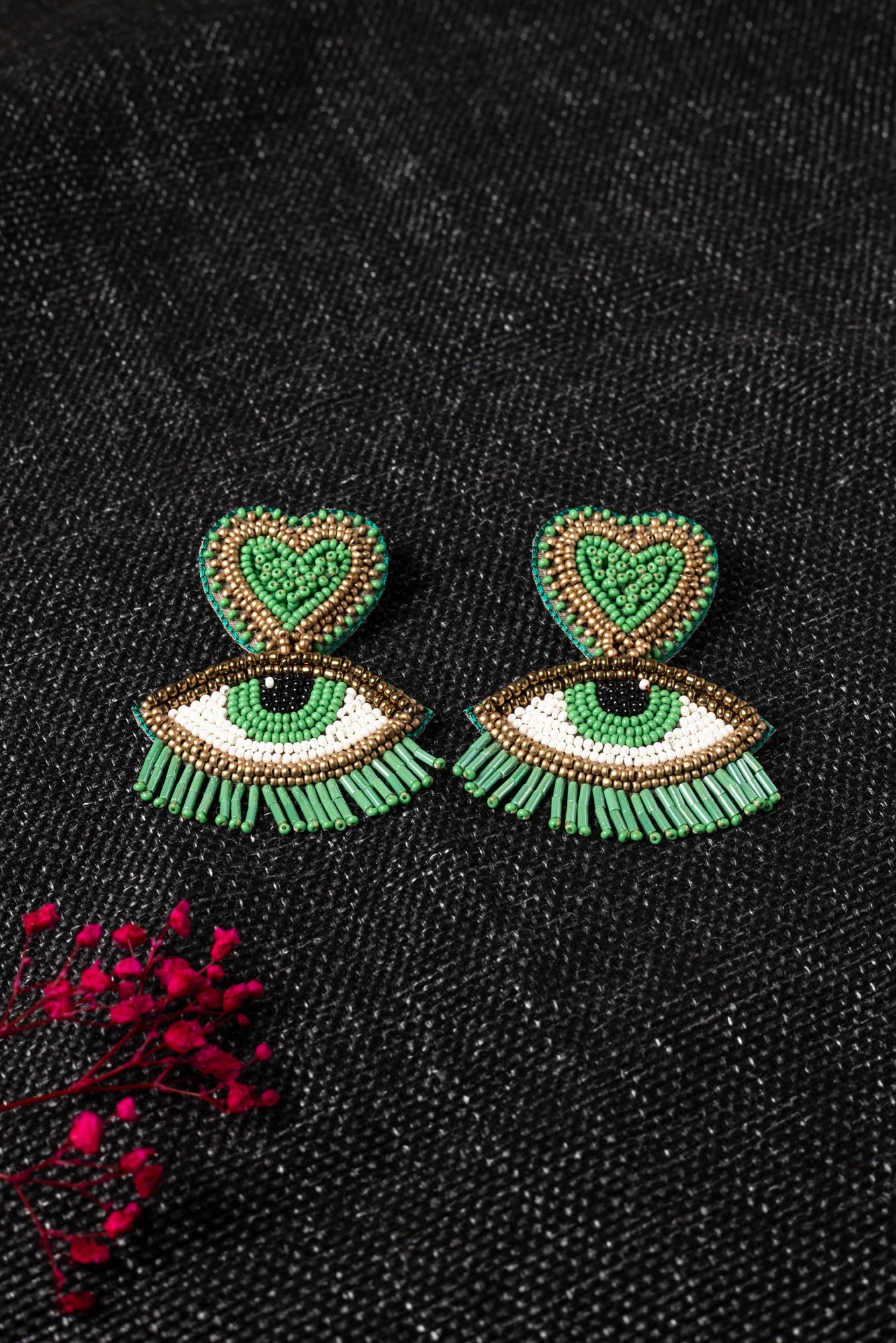 GREEN EVIL EYE DIL EARRING
