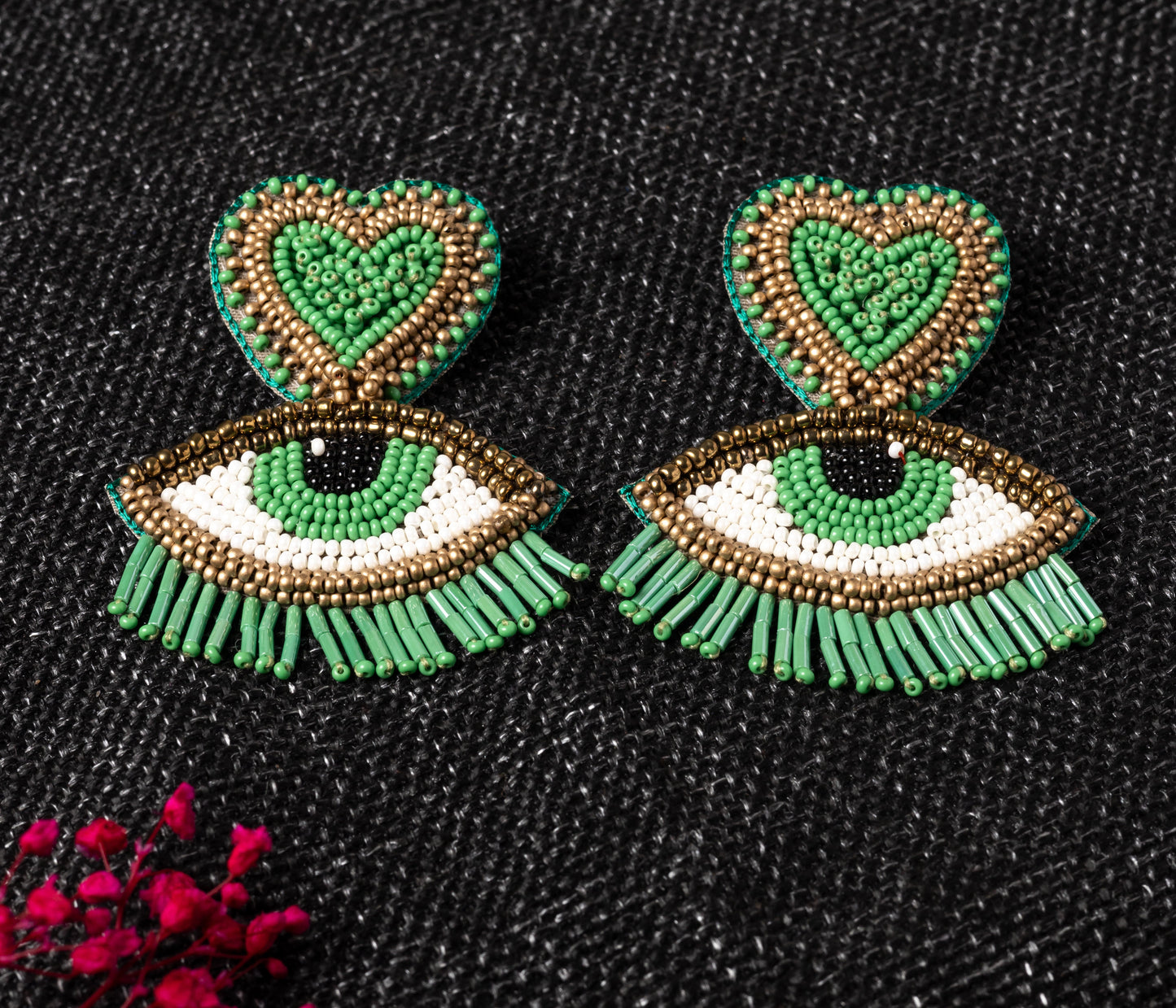 GREEN EVIL EYE DIL EARRING
