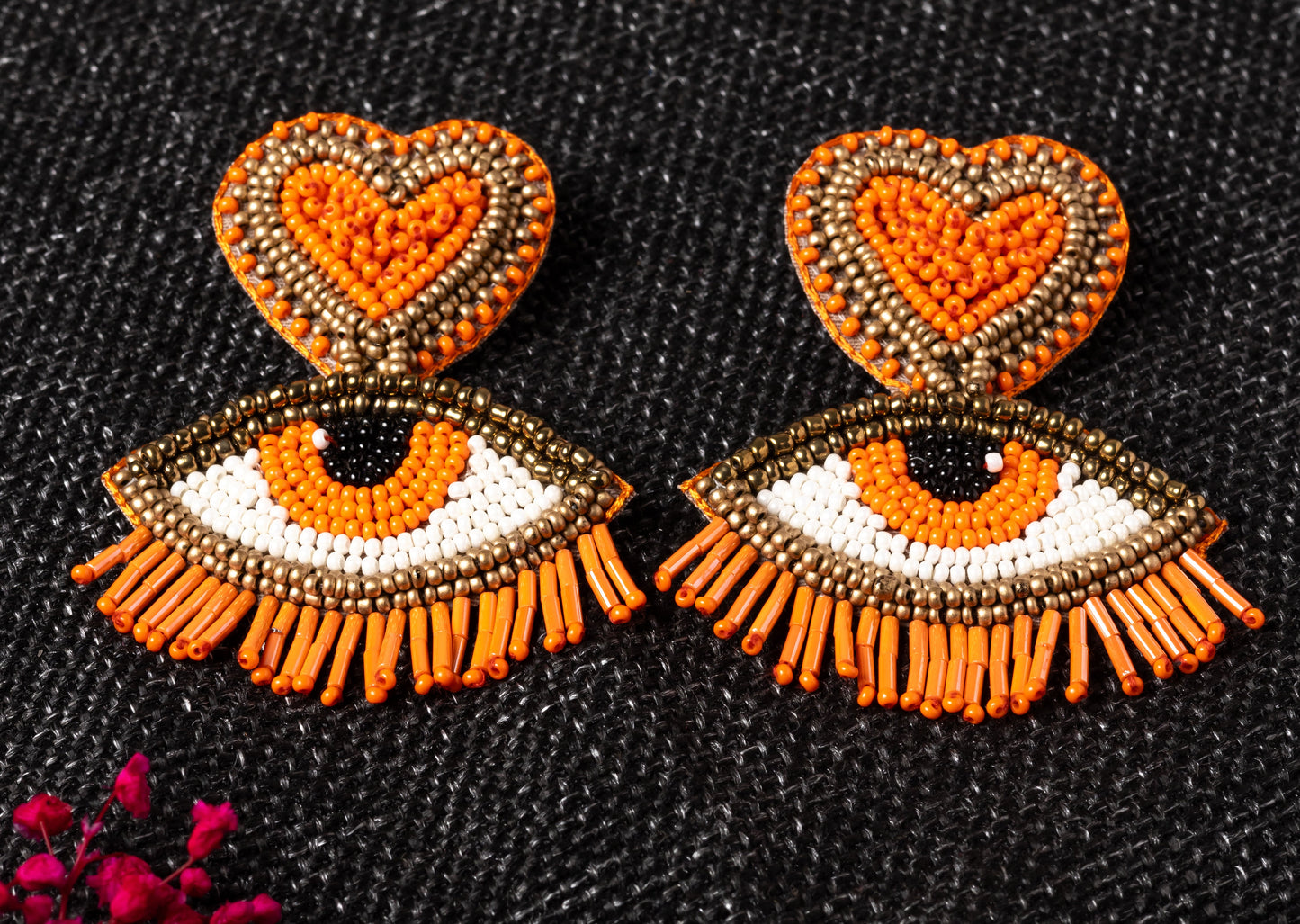ORANGE EVIL EYE DIL EARRING