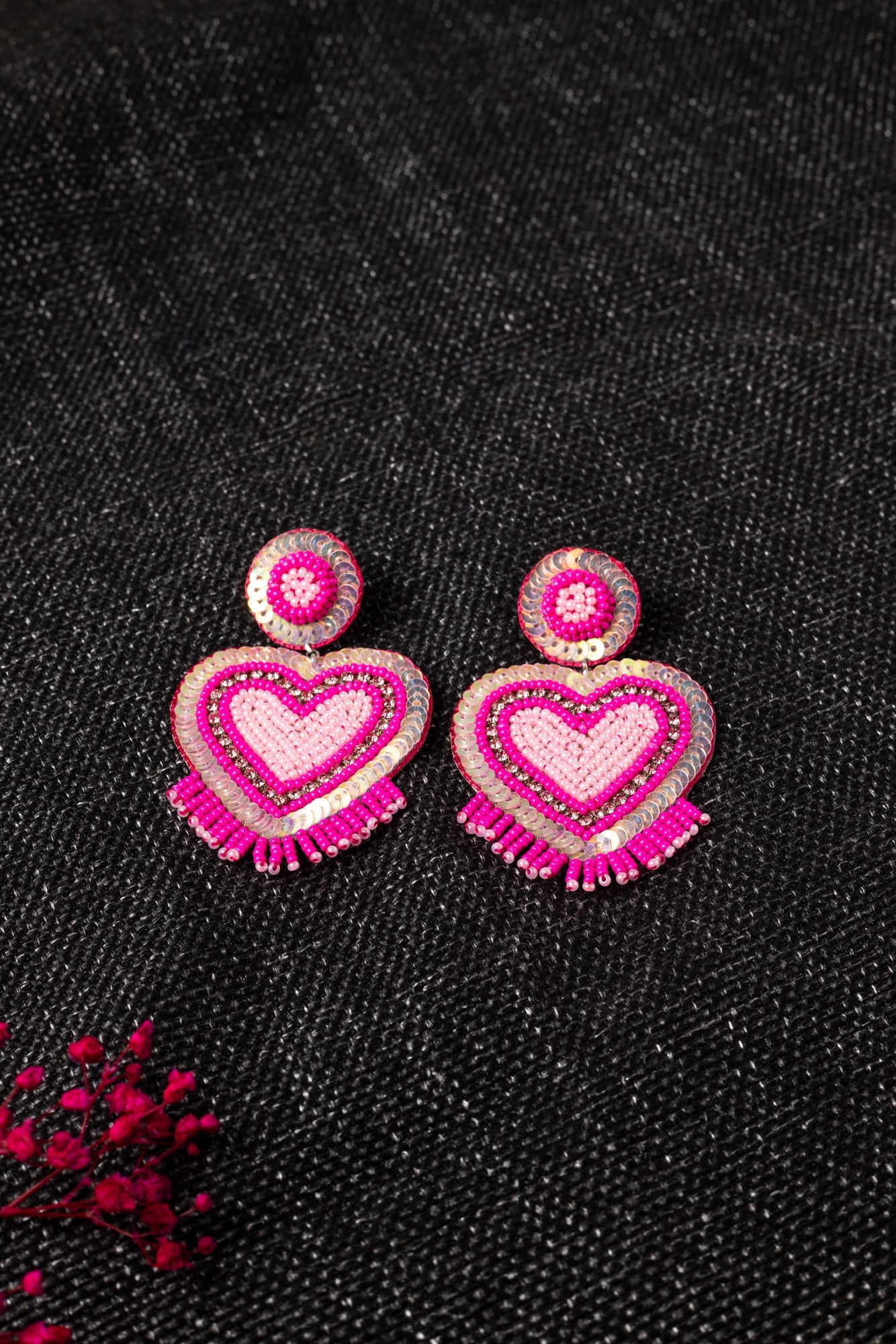 PINK CHAOS HEART EARRING