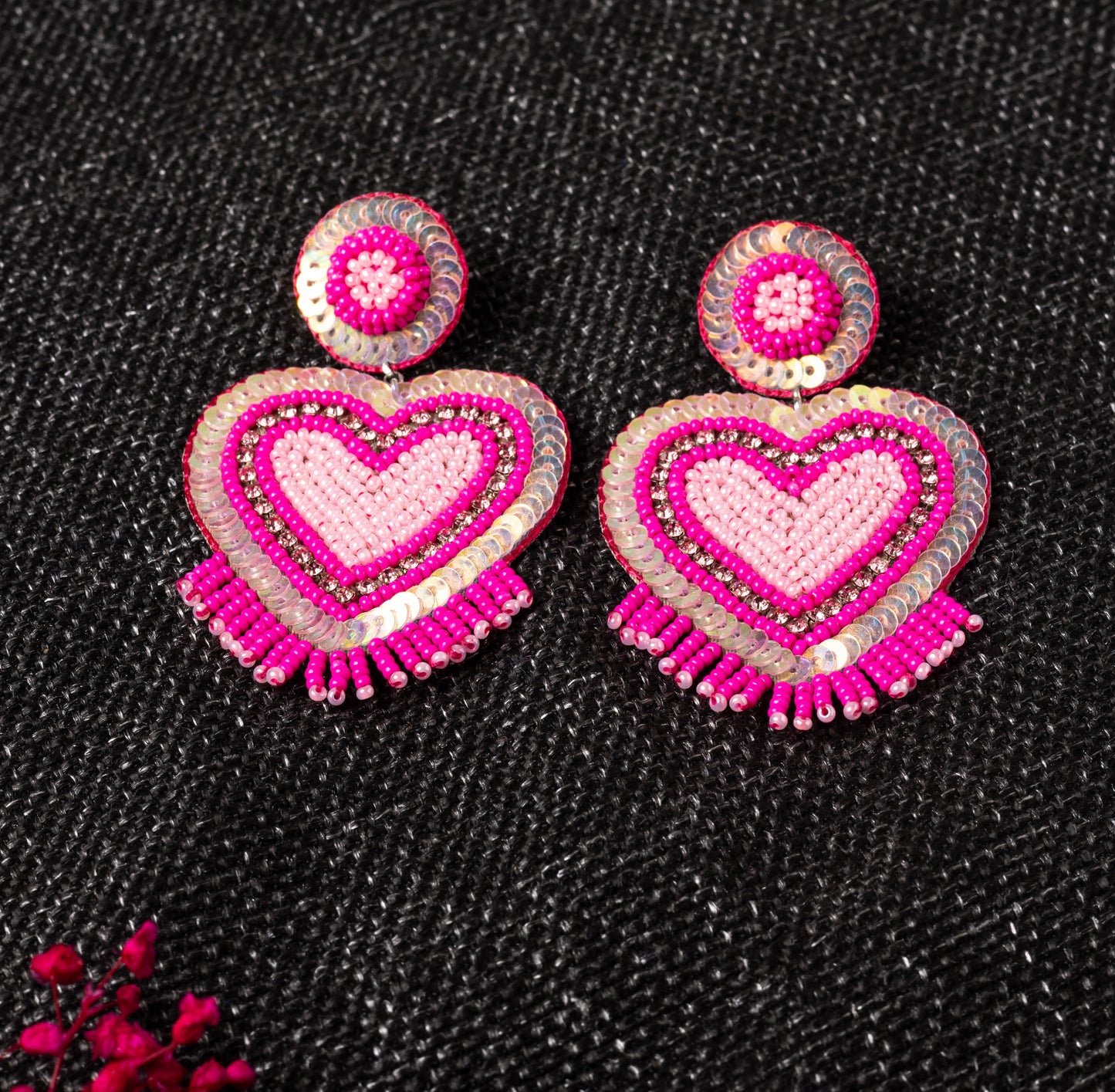PINK CHAOS HEART EARRING
