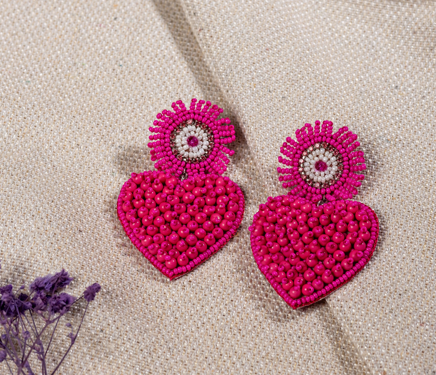 PINK HEART GUARDIAN EYE EARRING