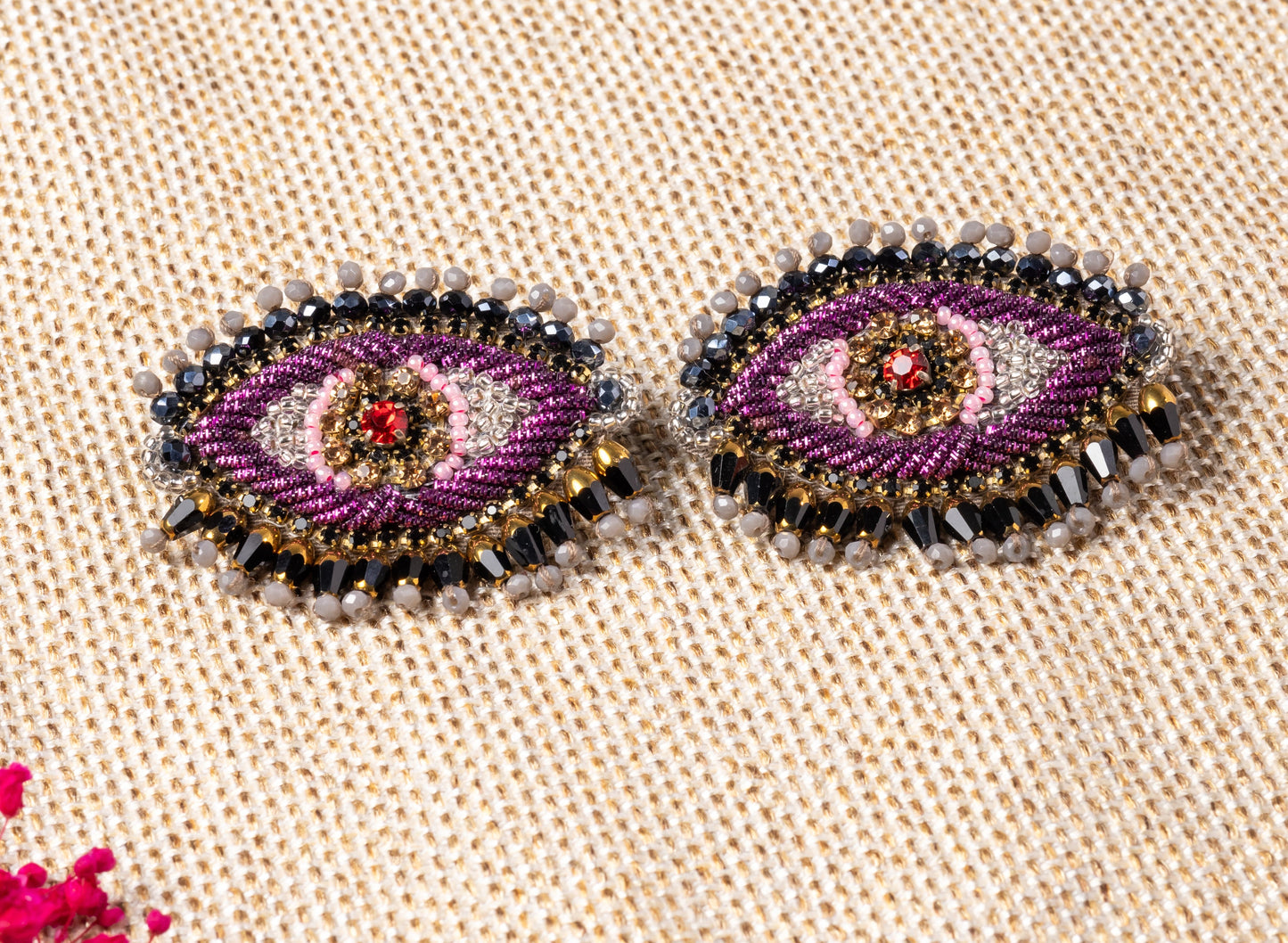 PLUM EVIL EYE STUD