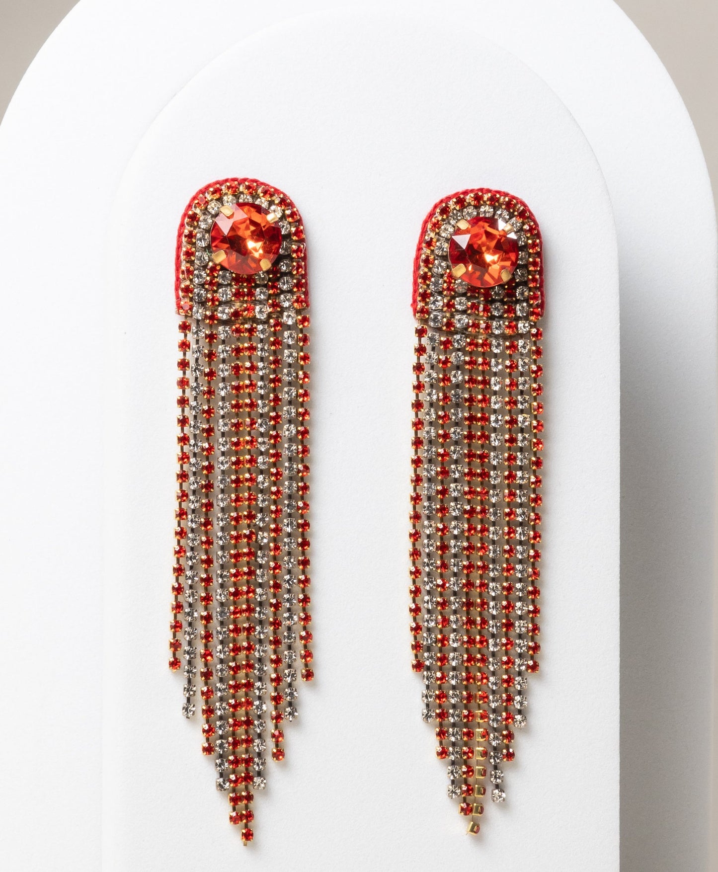RED CHAIN DROP EARRING