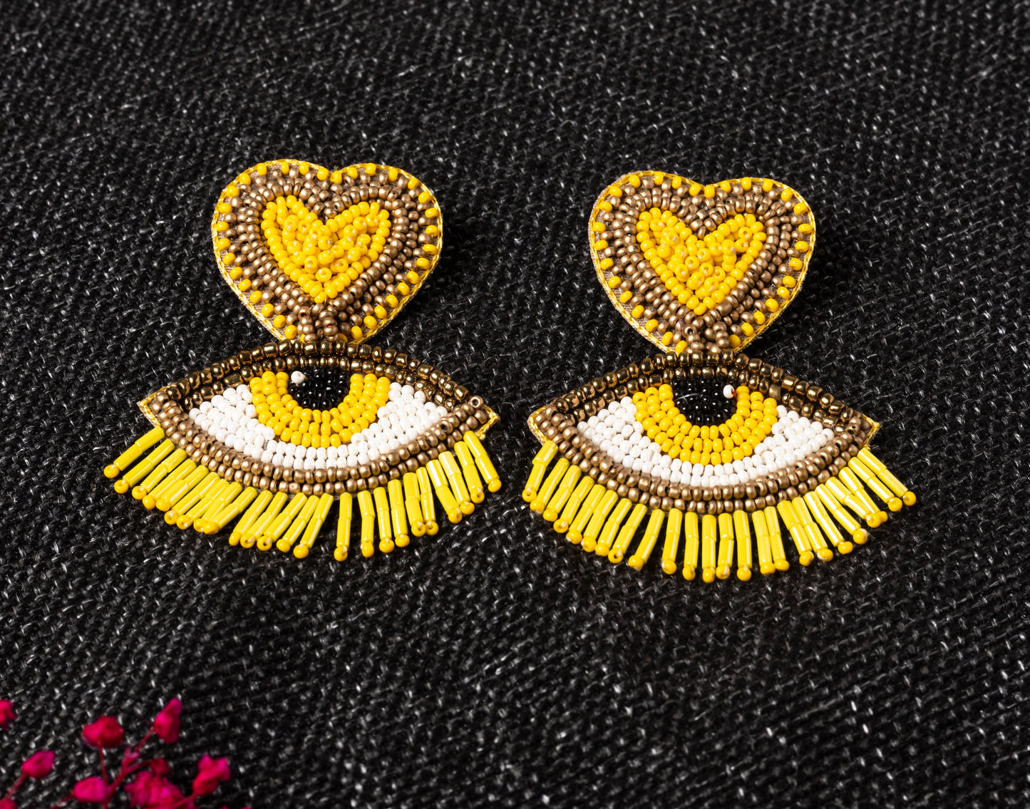 YELLOW EVIL EYE DIL EARRING