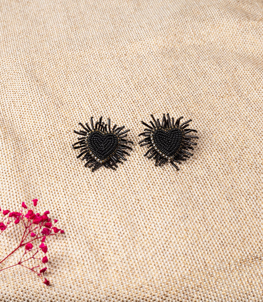 BLACK SPARKLE STUD EARRING