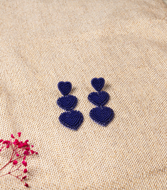 BLUE HEART TRIO EARRING