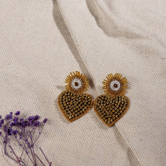 GOLDEN HEART GUARDIAN EYE EARRING
