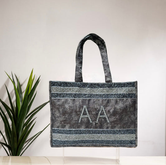 GRAPHITE SILVER TOTE BAG