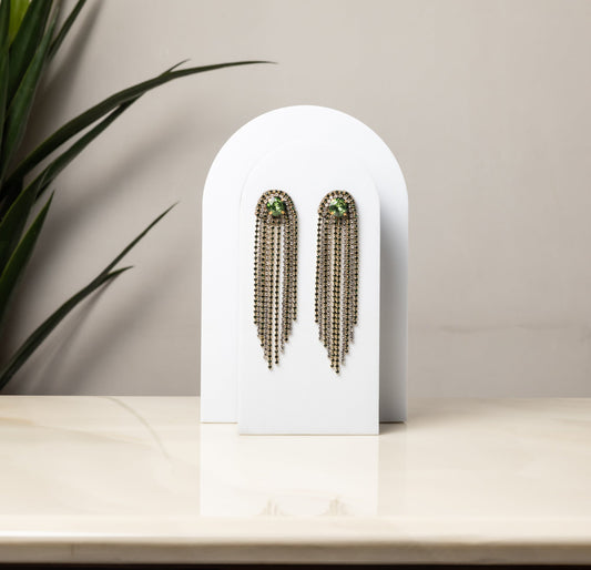 GREEN CHAIN DROP EARRING