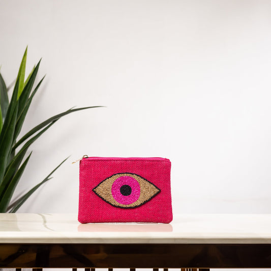 HOT PINK EYE FLAT BAG POUCH