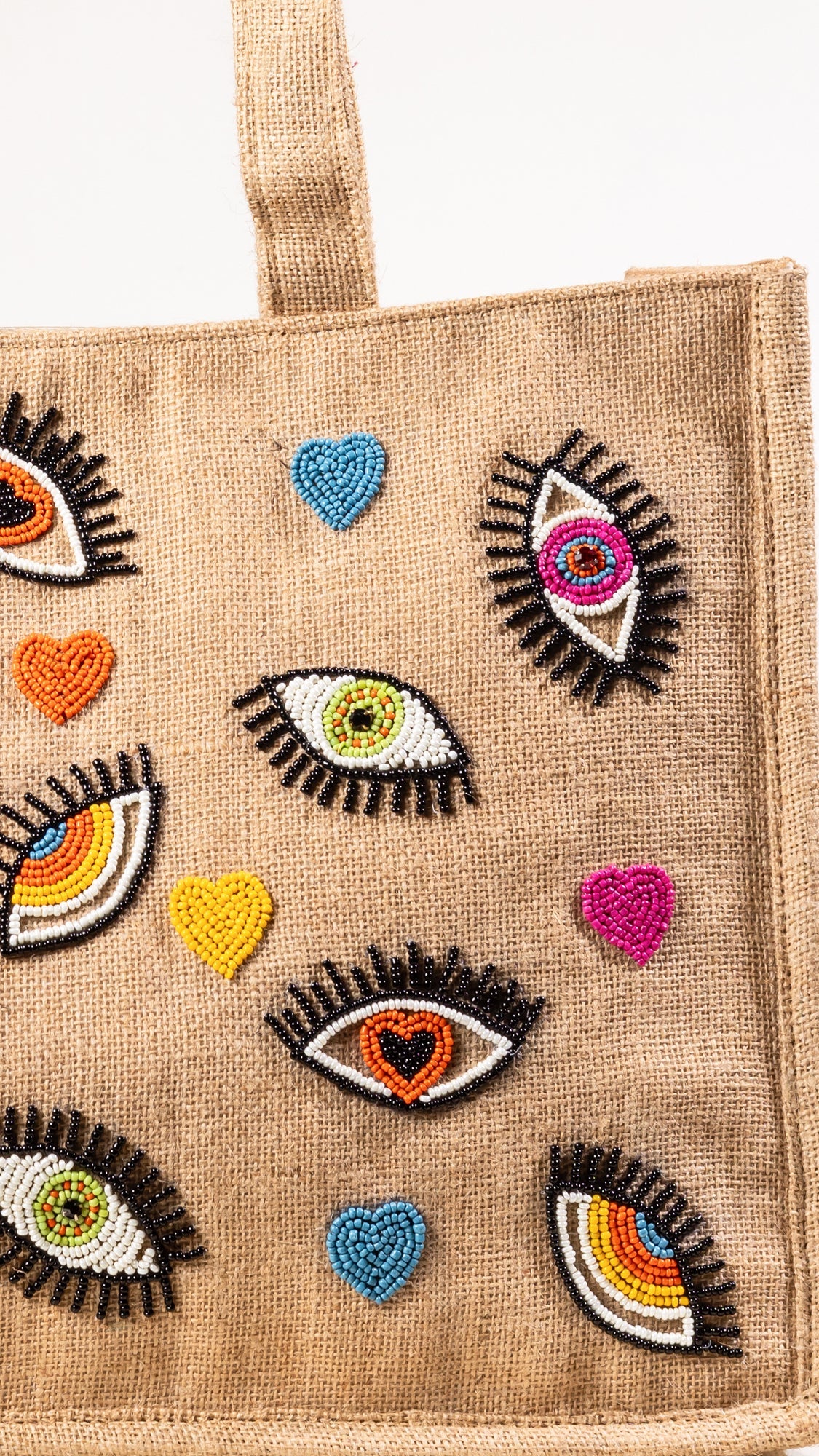 BEIGE EYE OF LOVE TOTE BAG