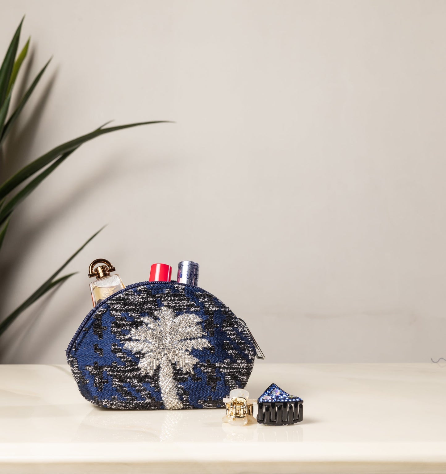 BLUE PALM TREE COIN POUCH