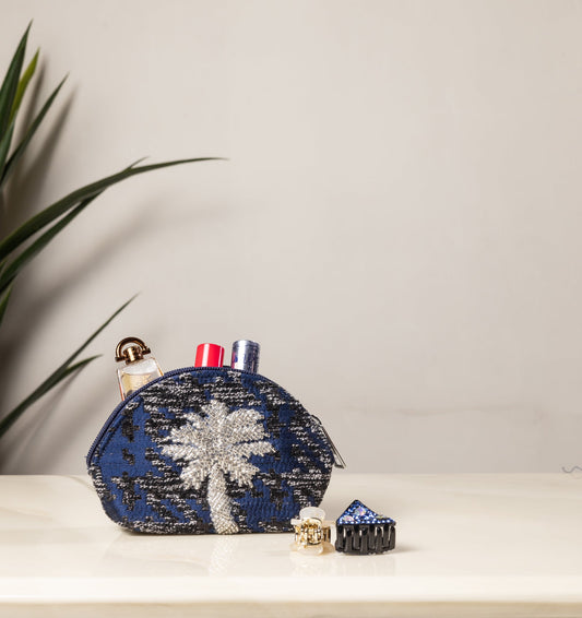 BLUE PALM TREE COIN POUCH