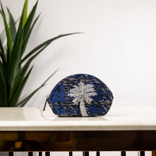 BLUE PALM TREE COIN POUCH