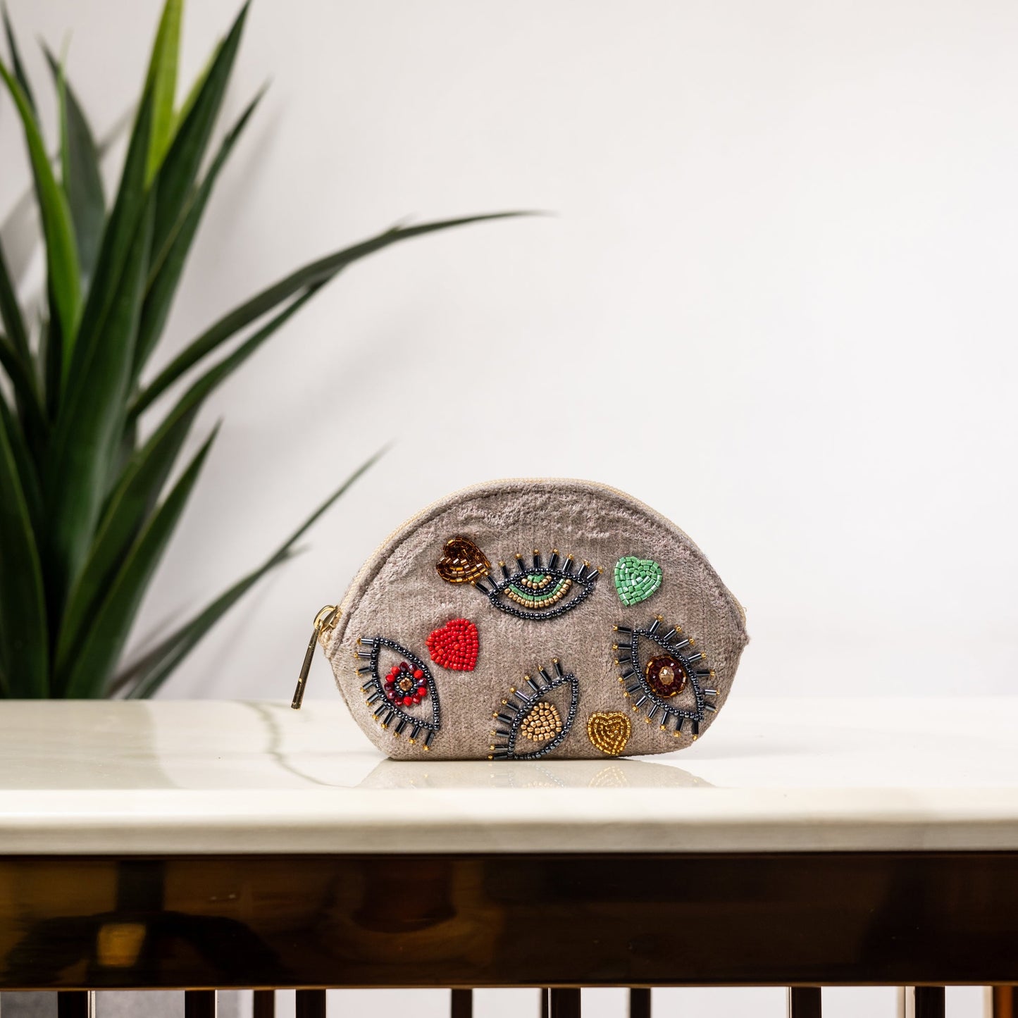 GREY LOVE EVIL EYE COIN POUCH