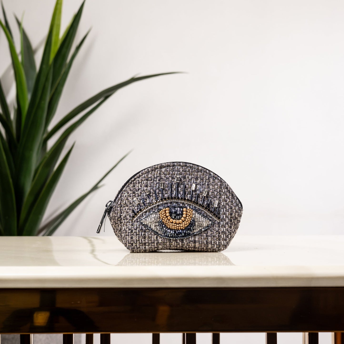 GREY EVIL EYE COIN POUCH