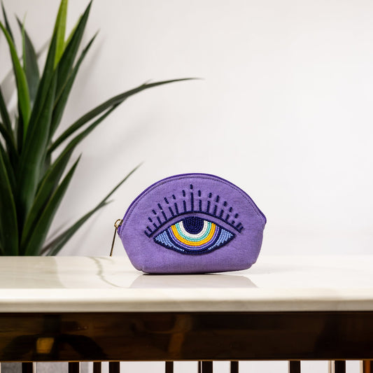 PURPLE EVIL EYE COIN POUCH