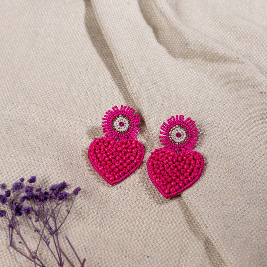 PINK HEART GUARDIAN EYE EARRING