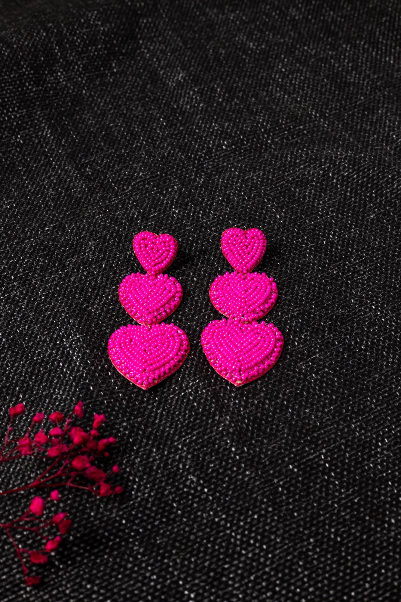 PINK HEART TRIO EARRING