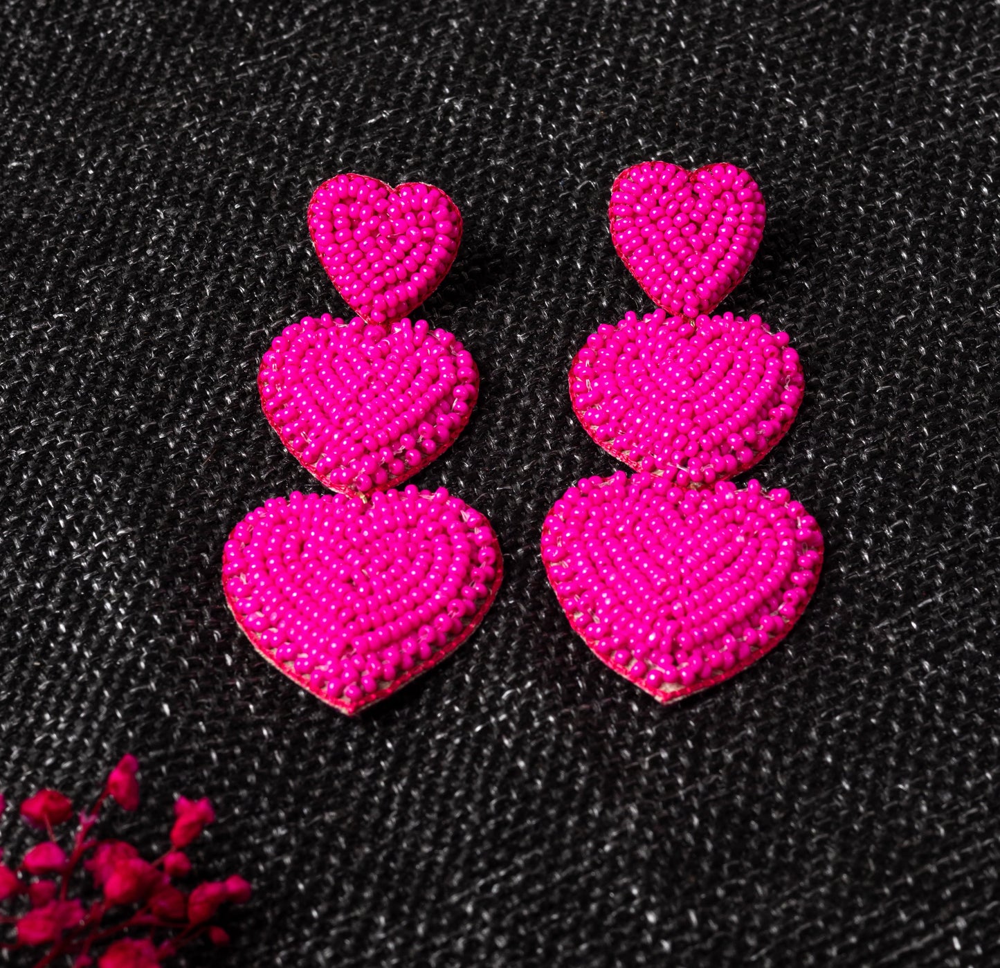 PINK HEART TRIO EARRING