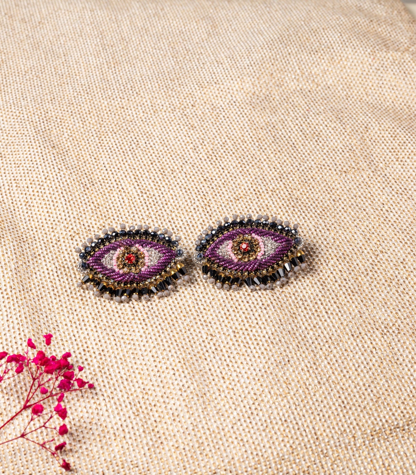 PLUM EVIL EYE STUD