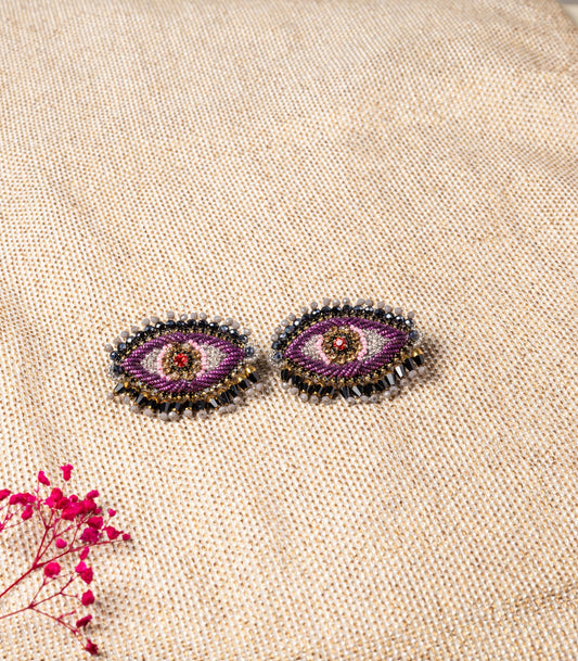 PLUM EVIL EYE STUD