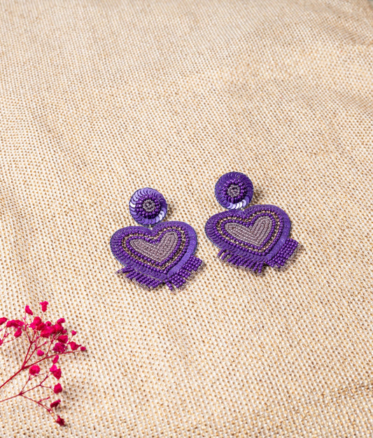 PURPLE CHAOS HEART EARRING