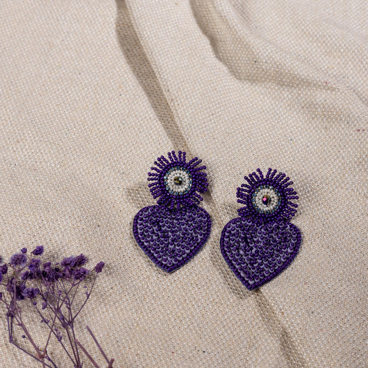 PURPLE HEART GUARDIAN EYE EARRING