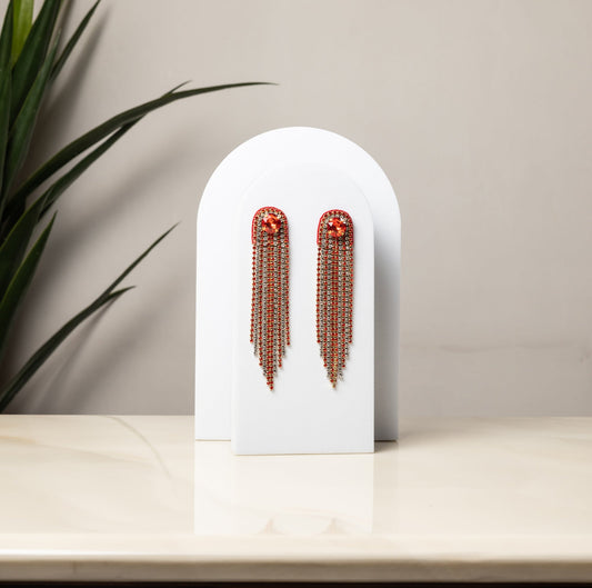 RED CHAIN DROP EARRING
