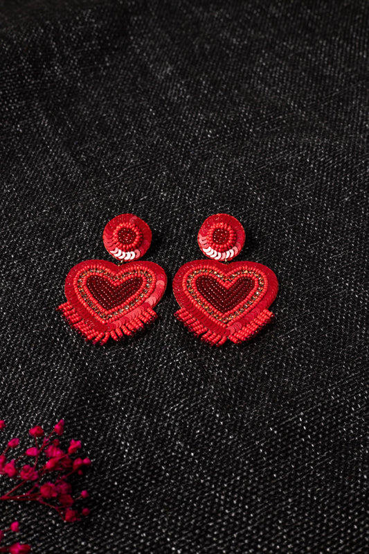 RED CHAOS HEART EARRING