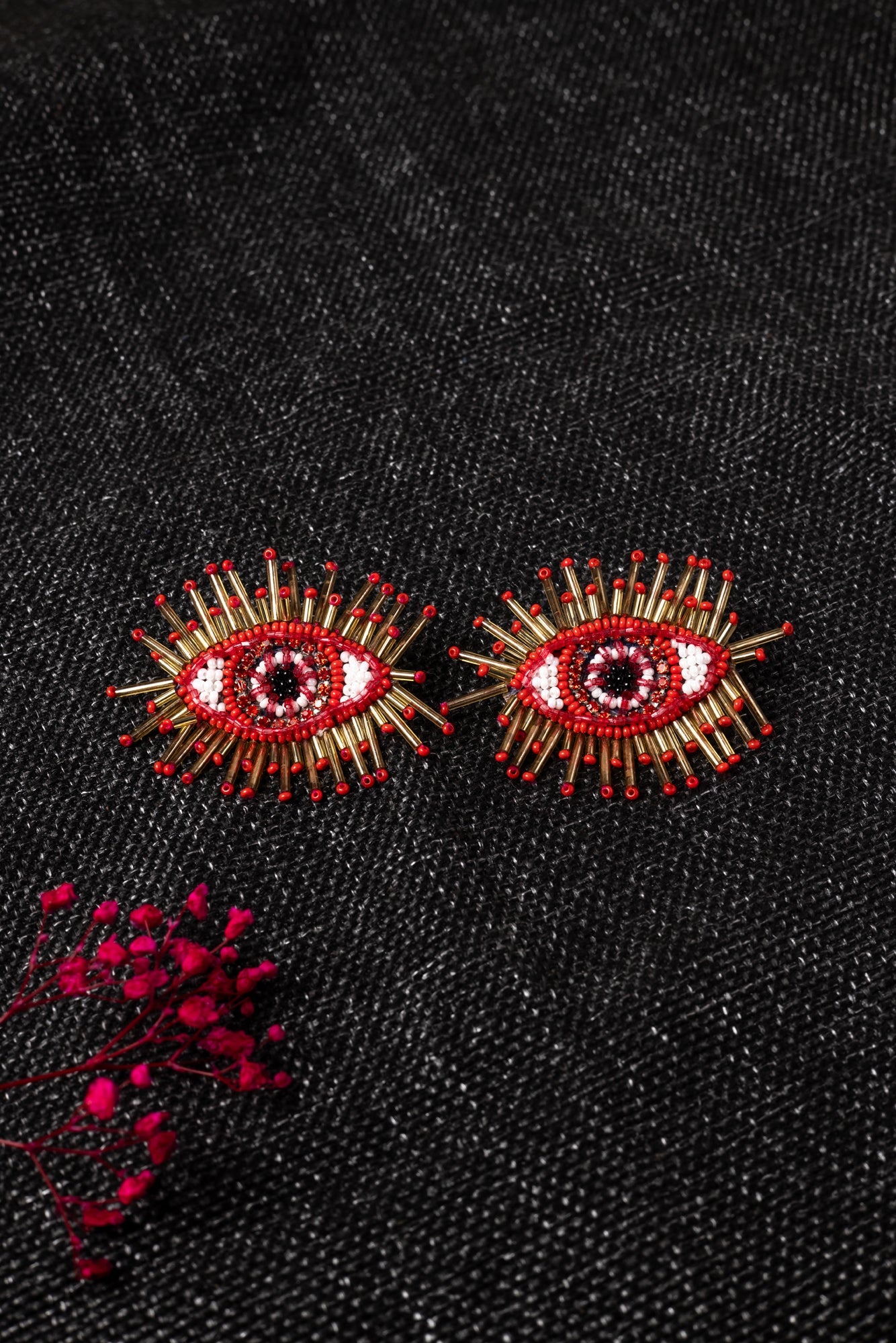 RED EVIL EYE STUD