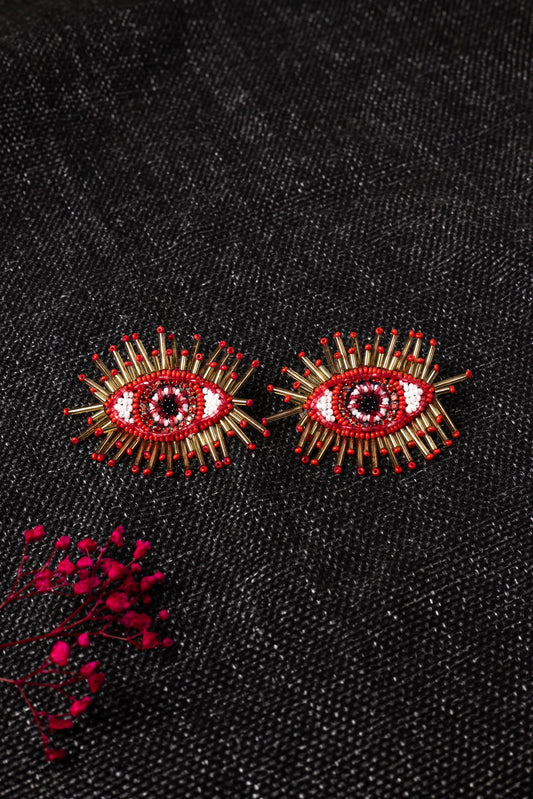 RED EVIL EYE STUD