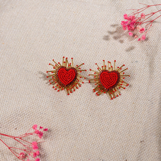 RED SPARKLE STUD EARRING