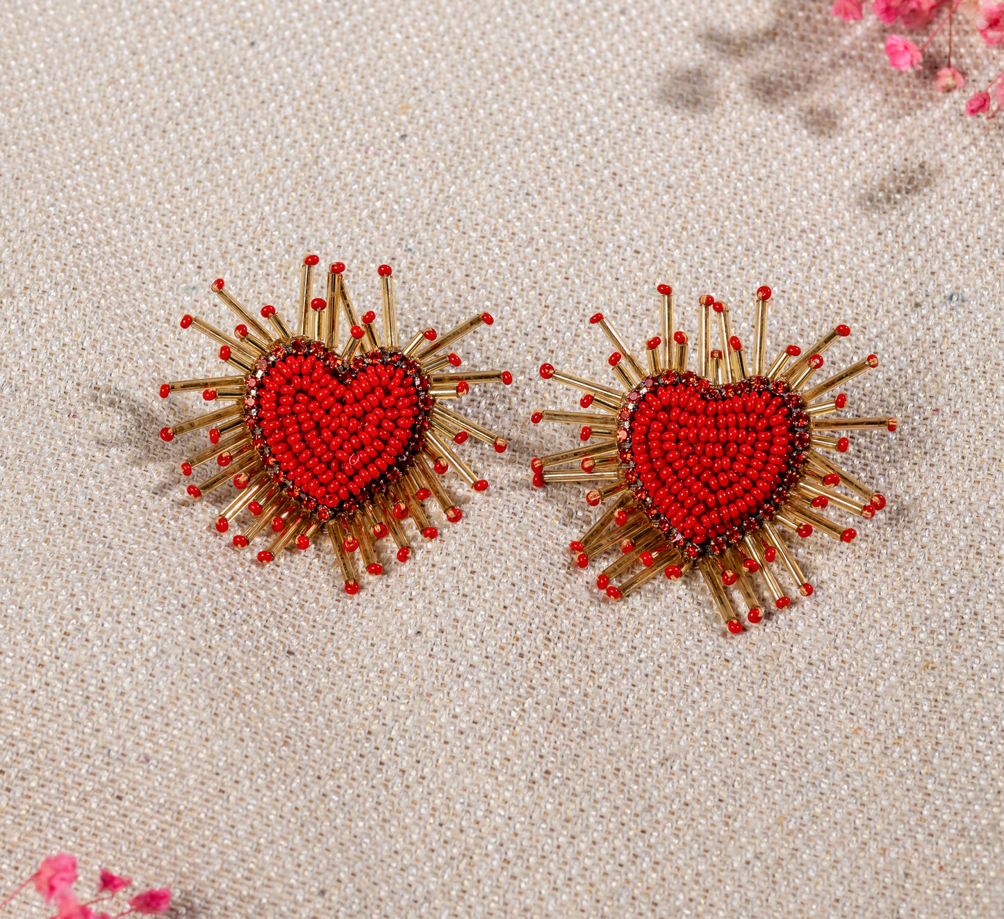 RED SPARKLE STUD EARRING