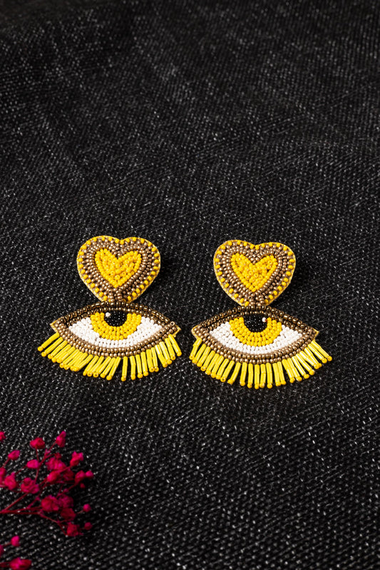 YELLOW EVIL EYE DIL EARRING